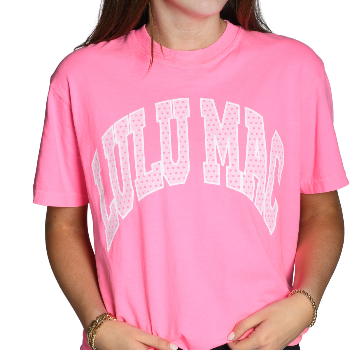 LULU MAC Adult Tee in Polka Dot/Pink