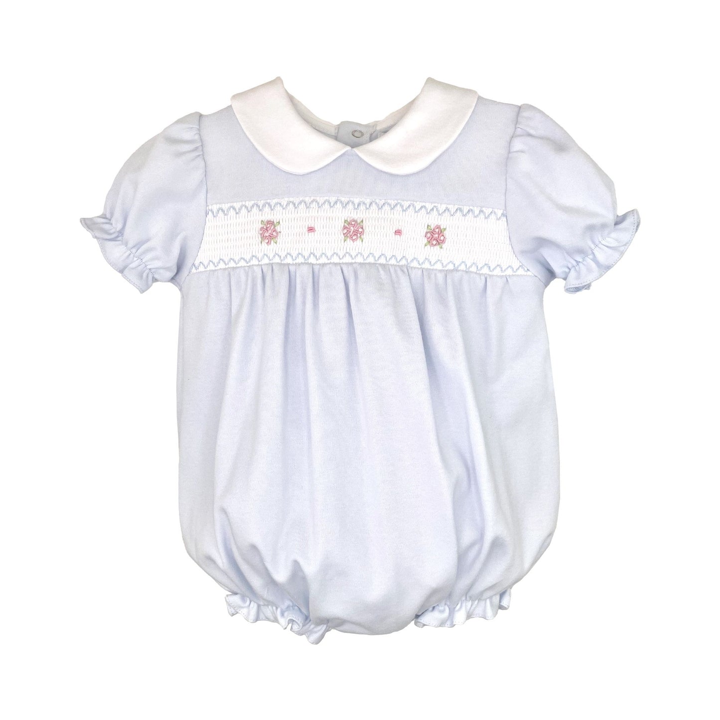 Baby Blue Smocked Knit Girl's Bubble