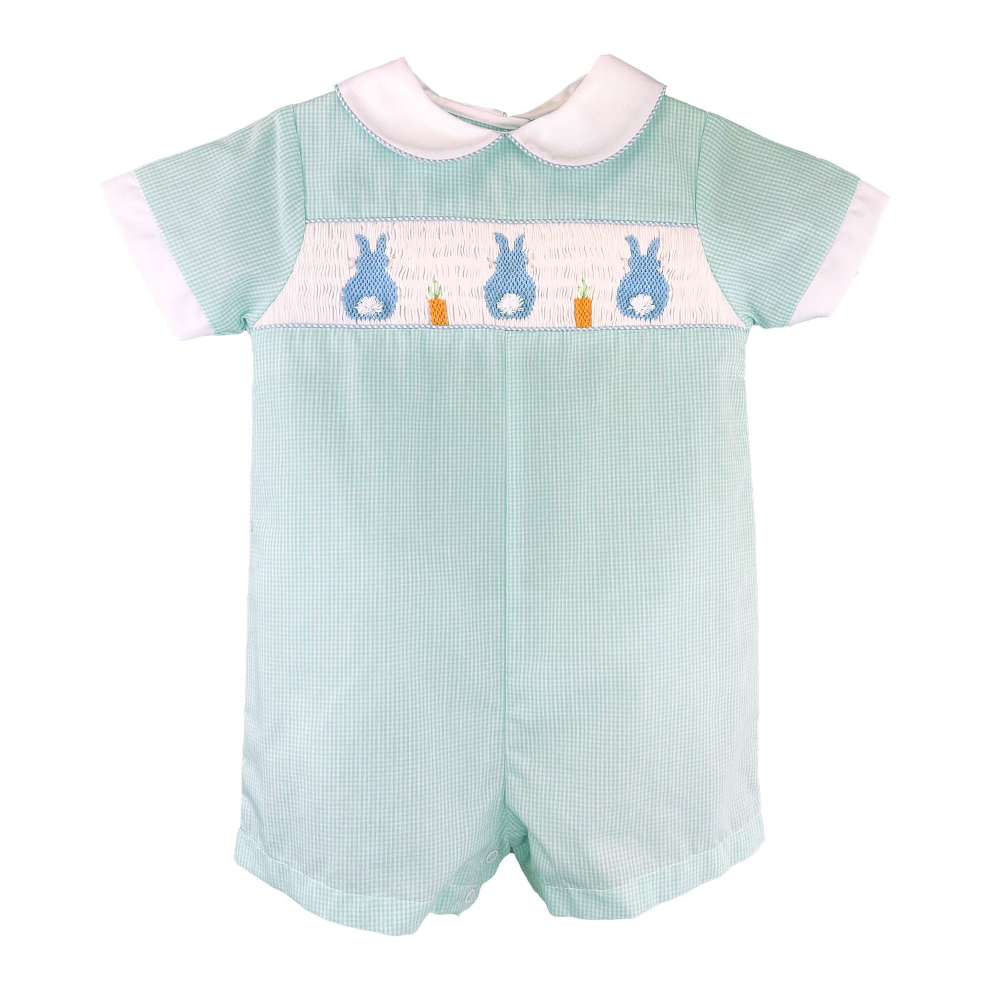 Bunny Trio Boys Smocked Collared Romper