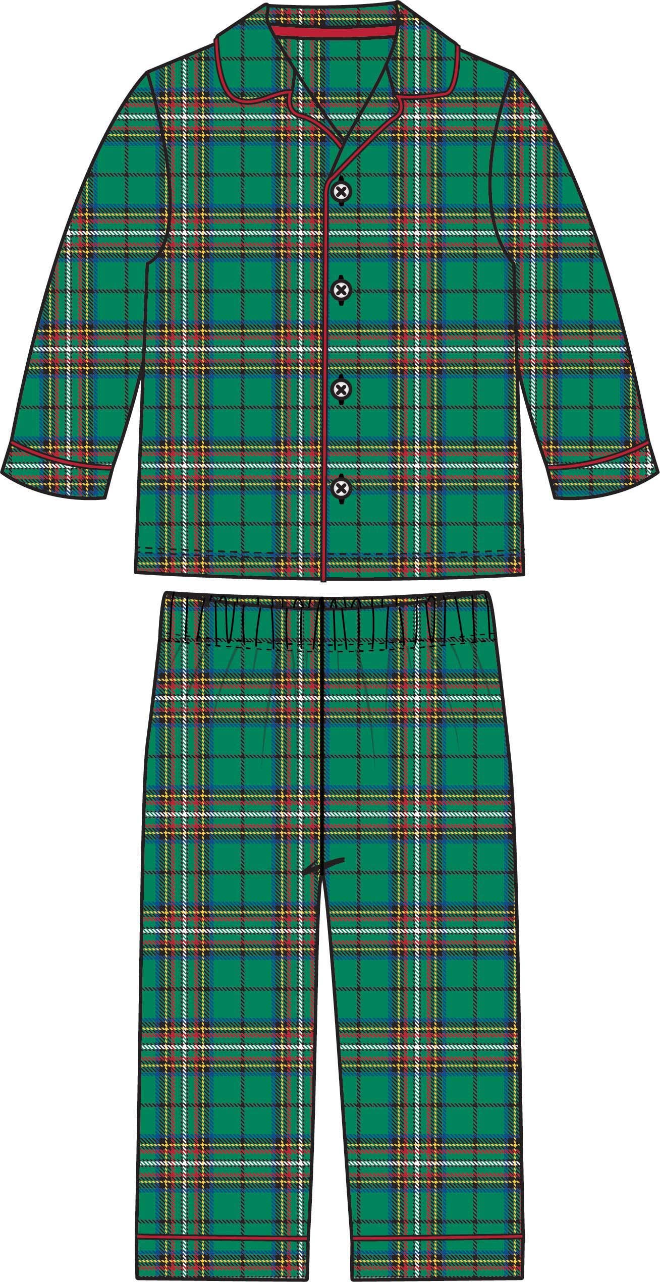 Boys Green Nicholas Plaid Button Down Pajama Set