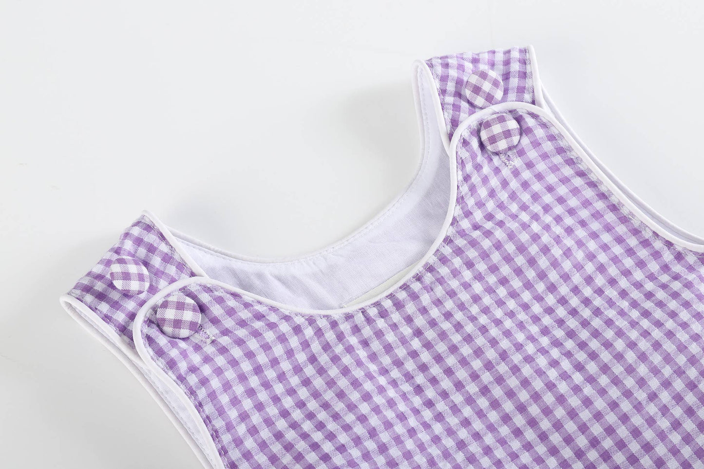 Classic Purple Gingham Baby Bubble Romper