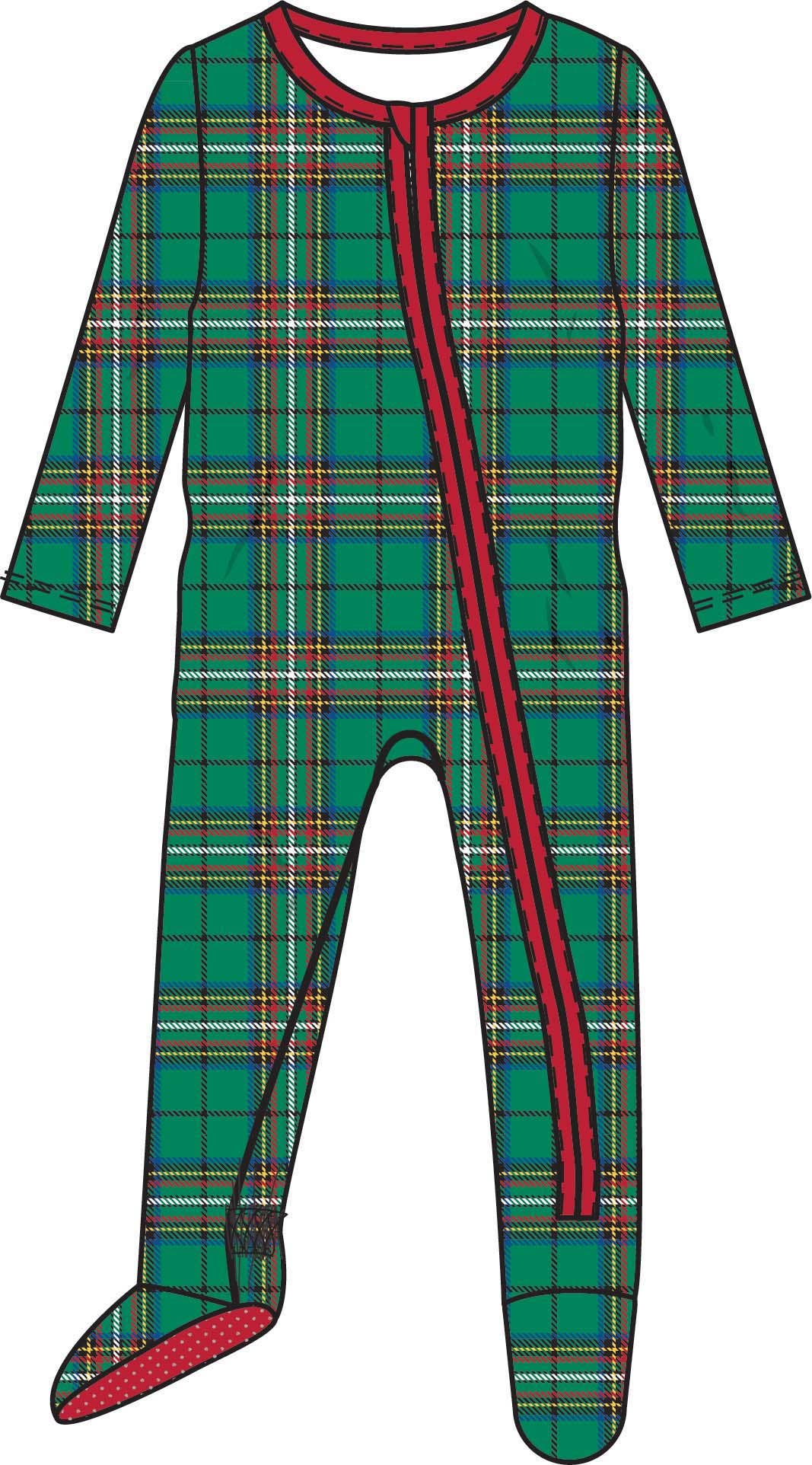 Baby Green Nicholas Plaid Modal Footed One Piece Pajama