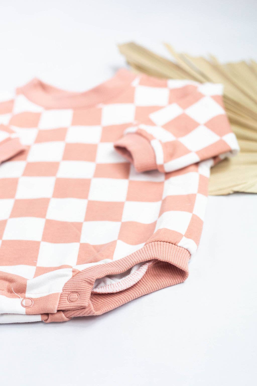 Bubble Baby Romper organic checkered oversized- french terry