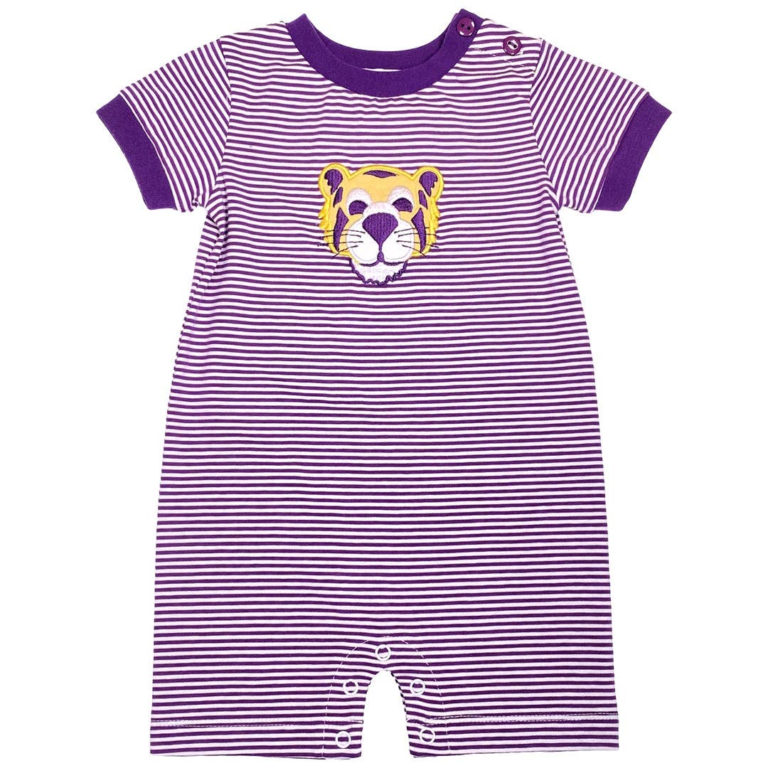 Purple & Gold Tiger Boy's Romper