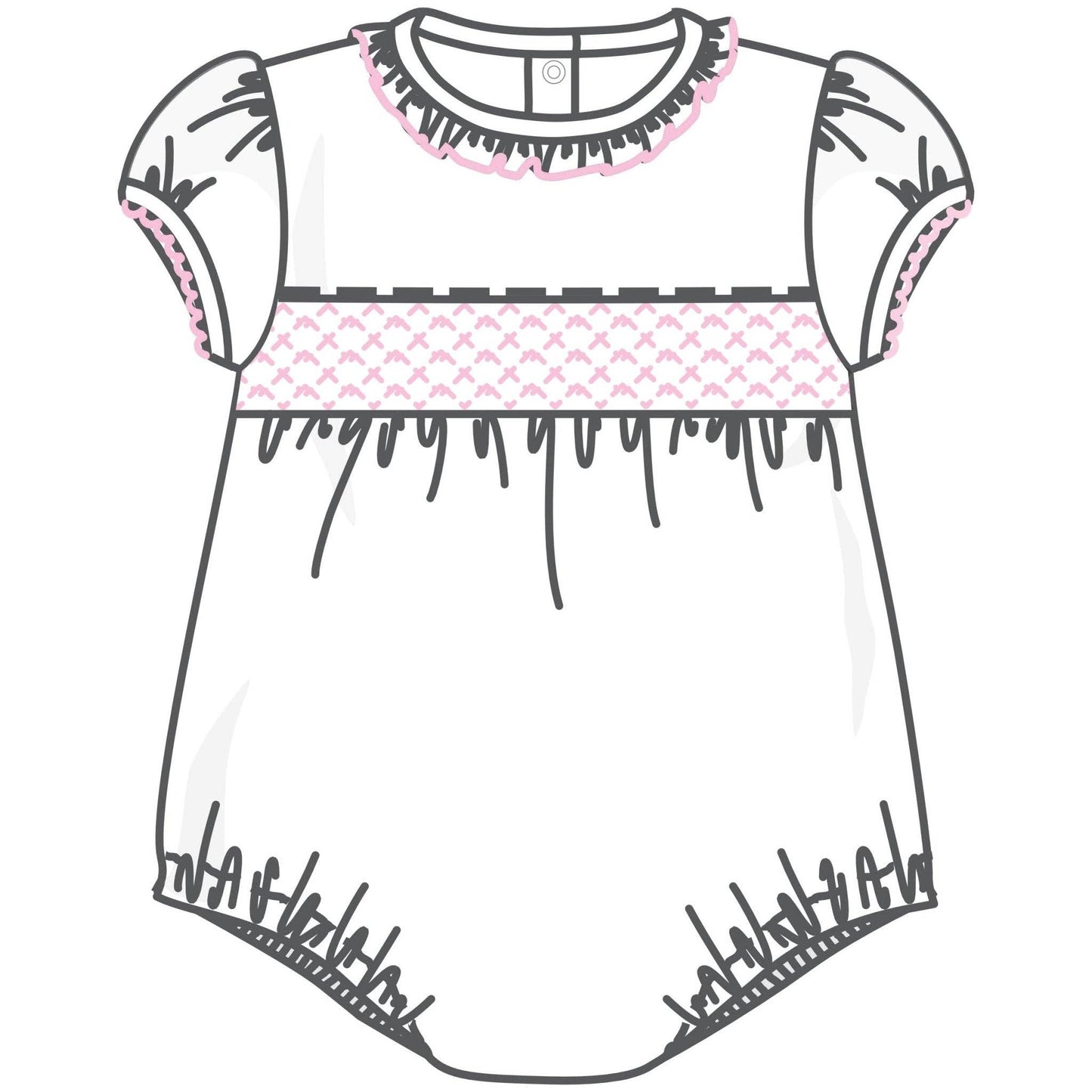 Essentials Solid Smocked Bubble - White Pink