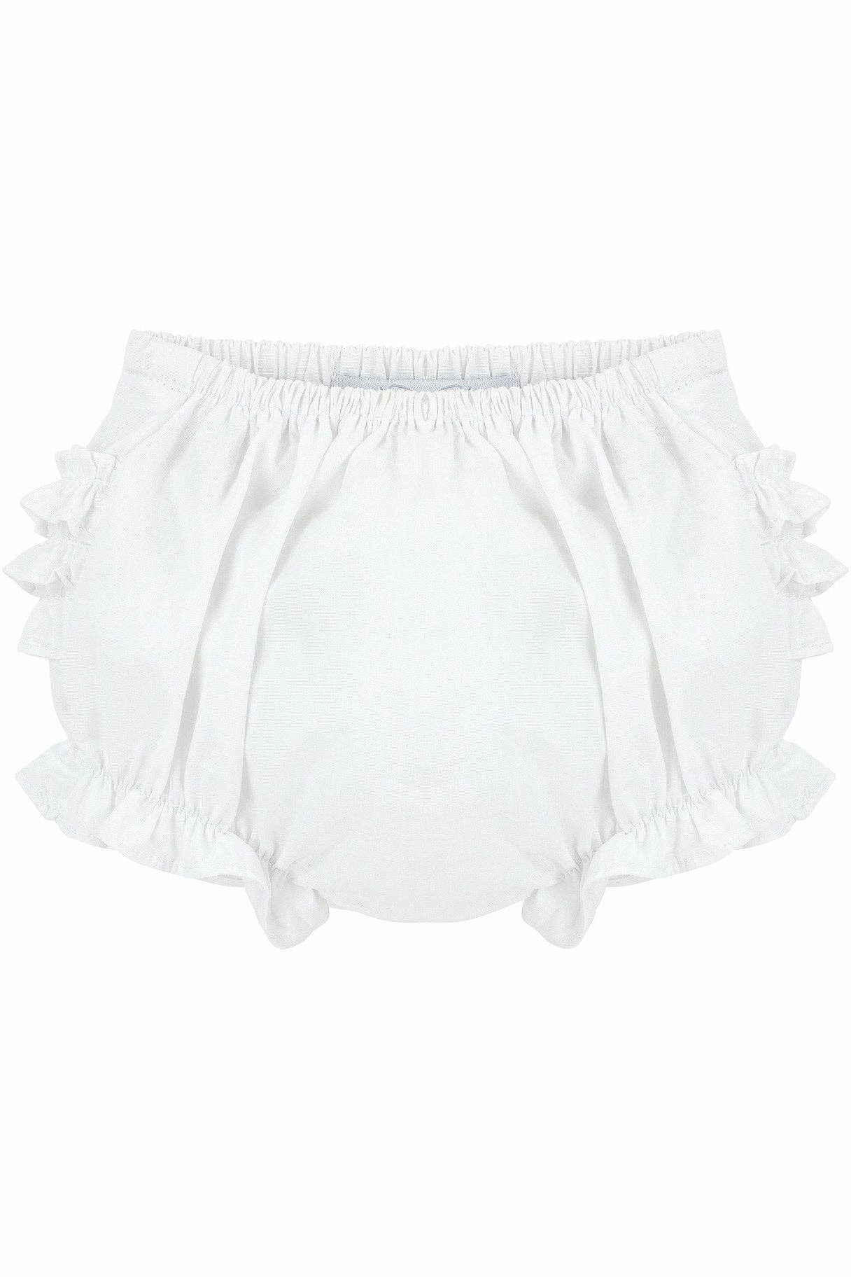 Baby Girls Ruffle Diaper Covers - White Bloomers