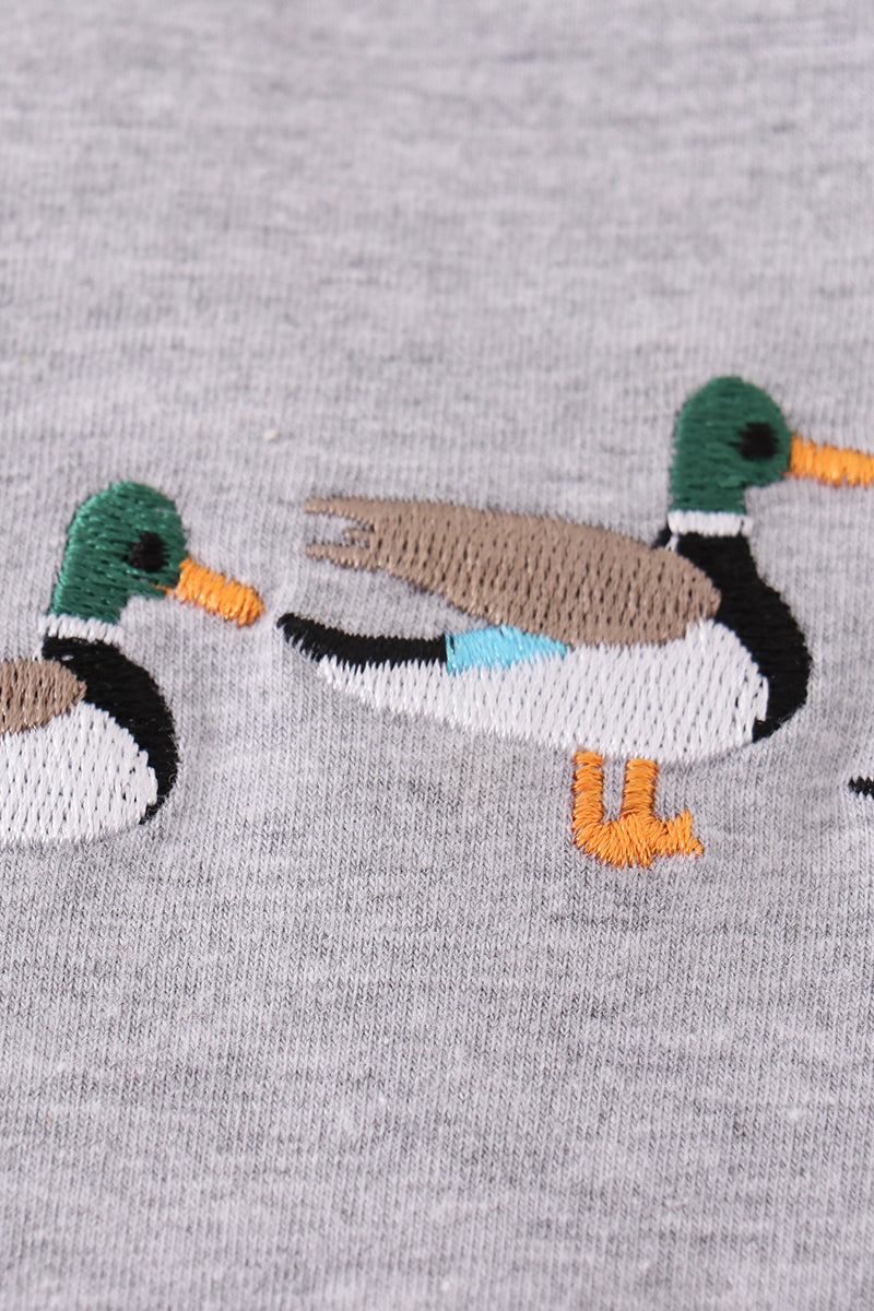 Premium Grey Duck Embroidery boy romper