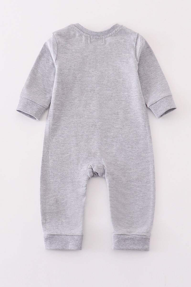 Premium Grey Duck Embroidery boy romper