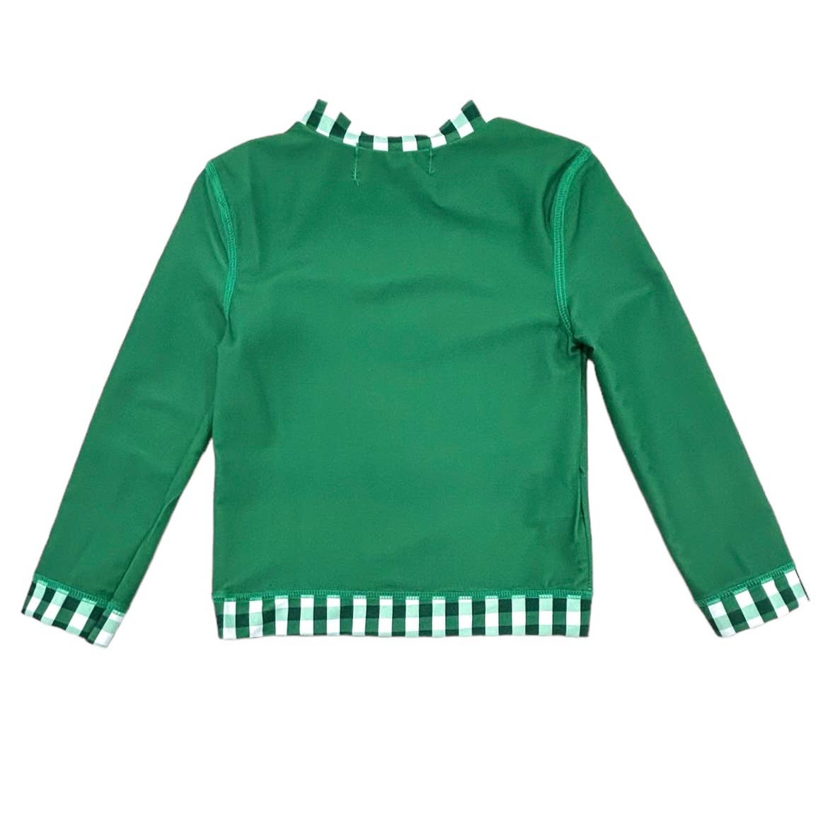 Kids Summer Swimwear - Rashguard - Green Gingham