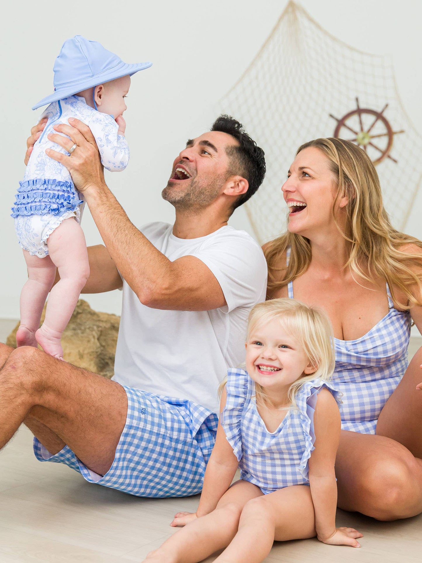 Men's Periwinkle Blue Gingham Swim Trunks