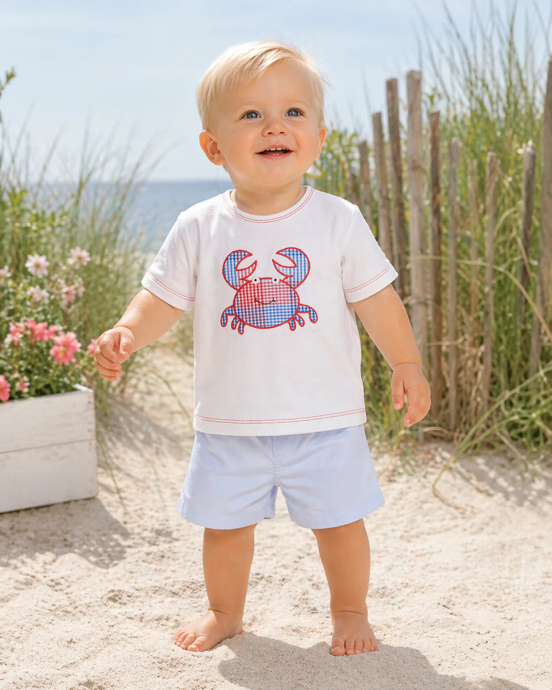 Crab Applique Shirt & Shorts Set