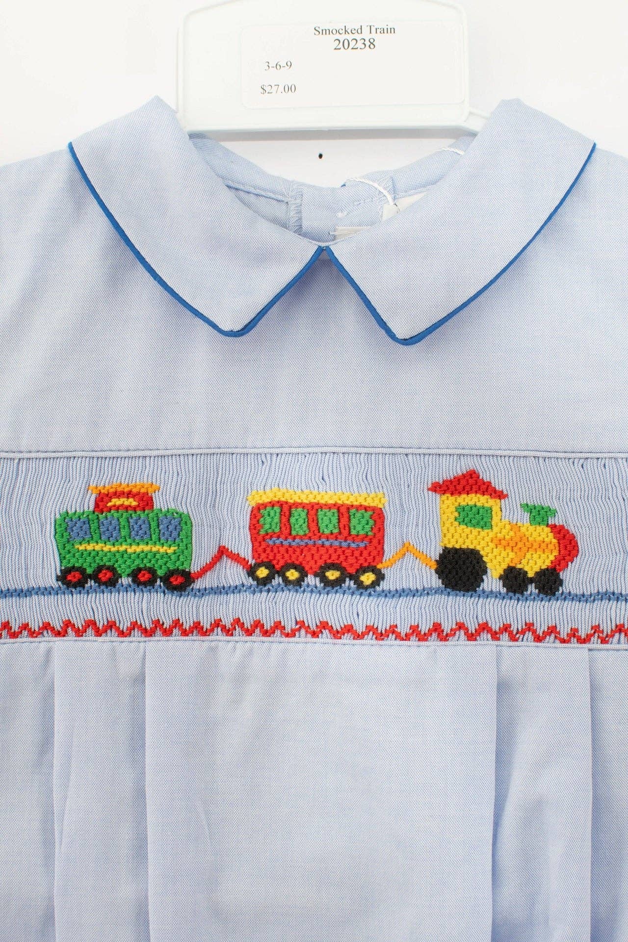 Smocked Train Baby Boy Bubble Romper