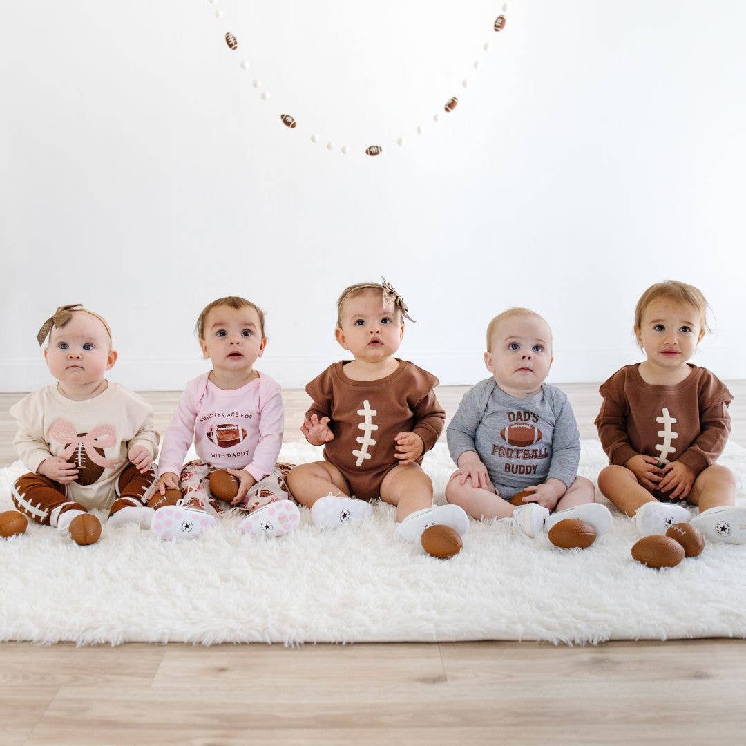 Coquette Football Patch Long Sleeve Romper - Baby