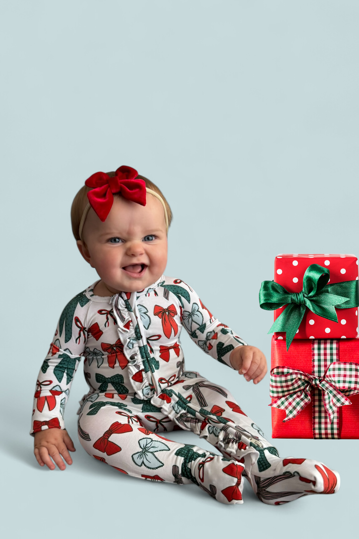 BE MERRY BOWS DREAM RUFFLE ROMPER