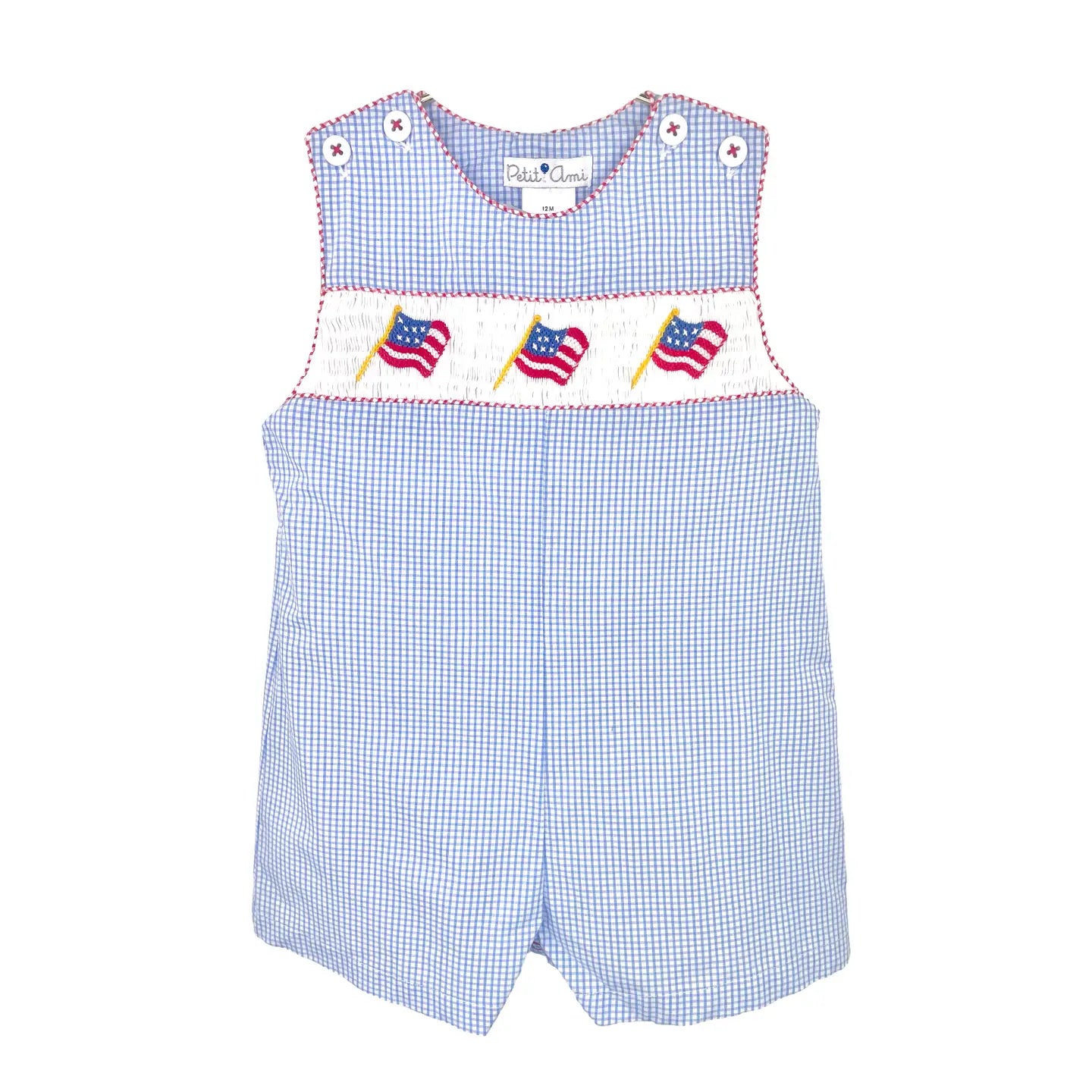 Patriotic Flag Smocked Sunsuit