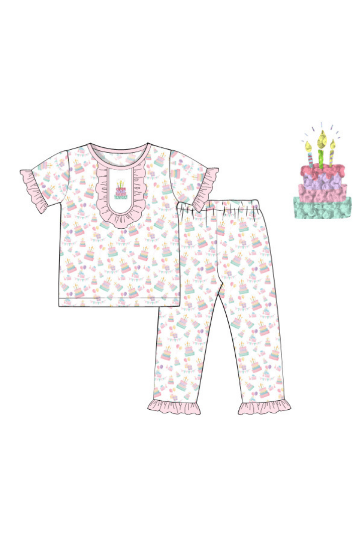 Birthday French Knot Short Sleeve Pajamas