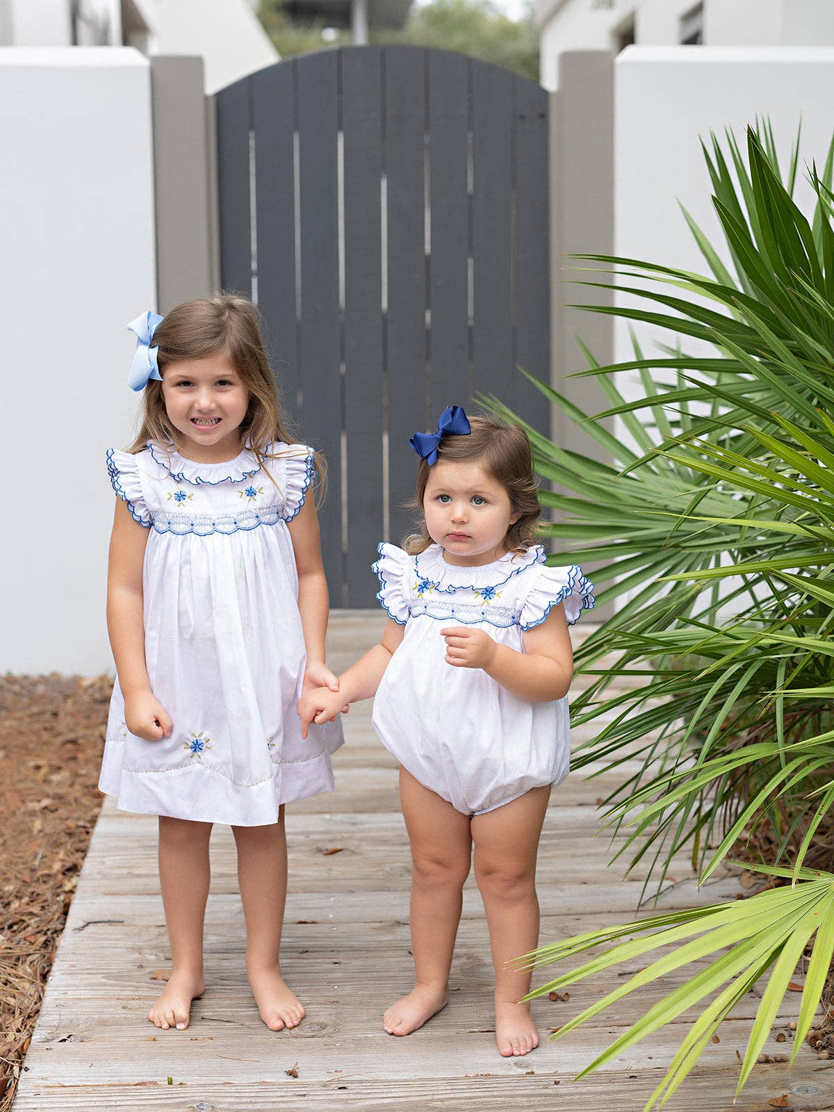 Gabby White with Blue Floral Kid's Bubble