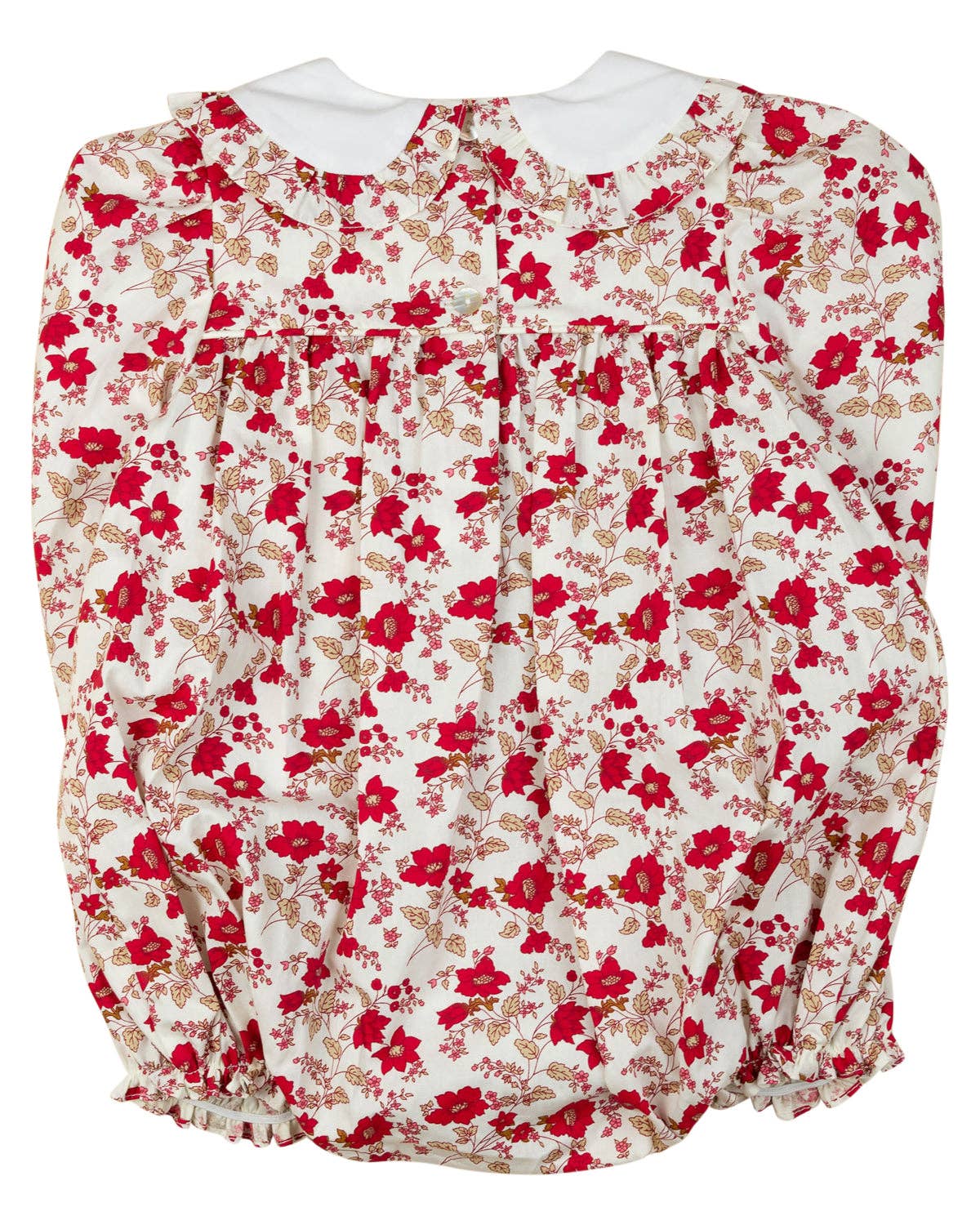 Red Floral Smocked Bubble