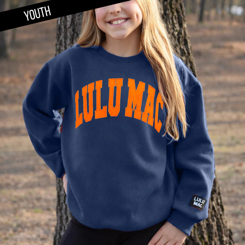 Lulu Mac Sweatshirt Kids in Navy/Orange
