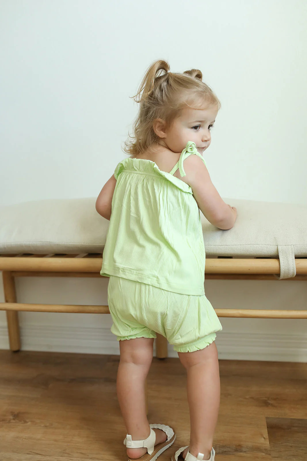 Ribbed Solid Bamboo Spaghetti Strap Set - Adjustable Straps