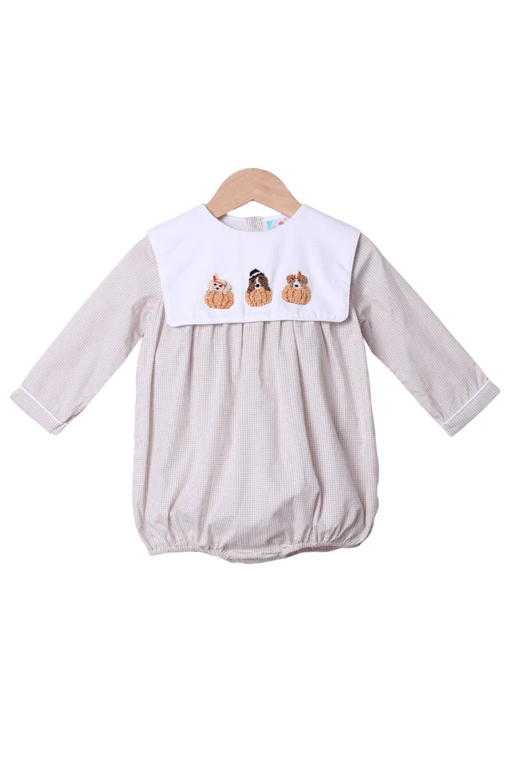 French Knot Pilgrim Puppy Khaki Gingham Bubble