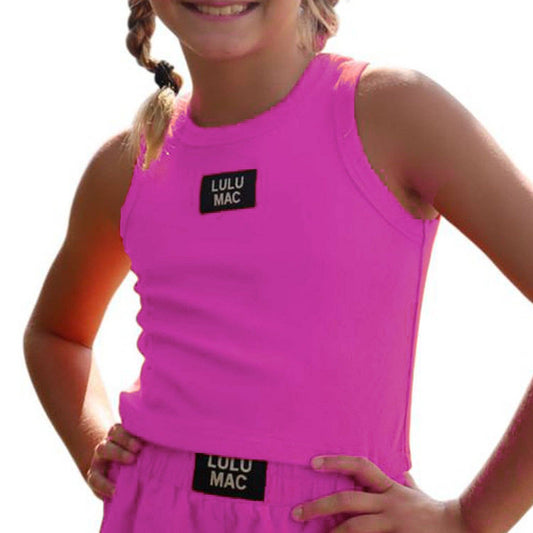 Lulu Mac Tank Kids in Hot Pink