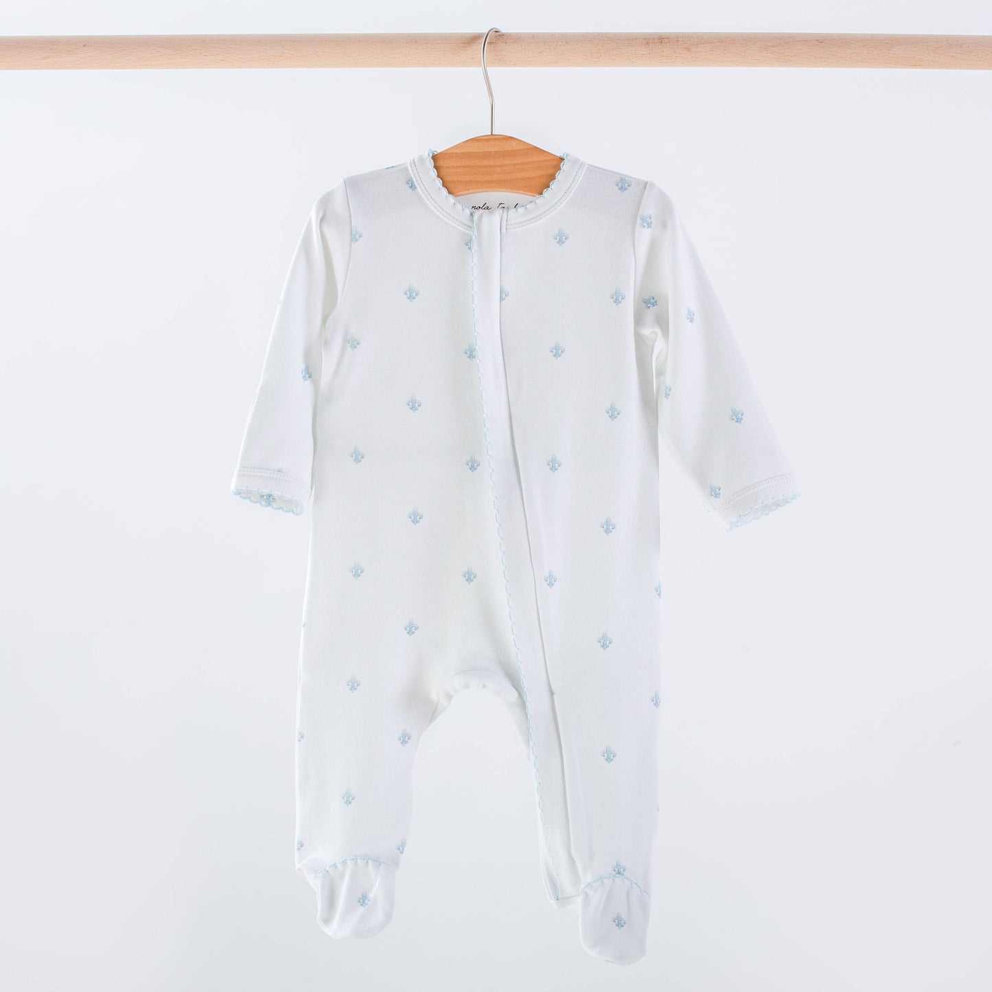 Baby Basics: Blue Fleur De Lis Organic Cotton Pajama