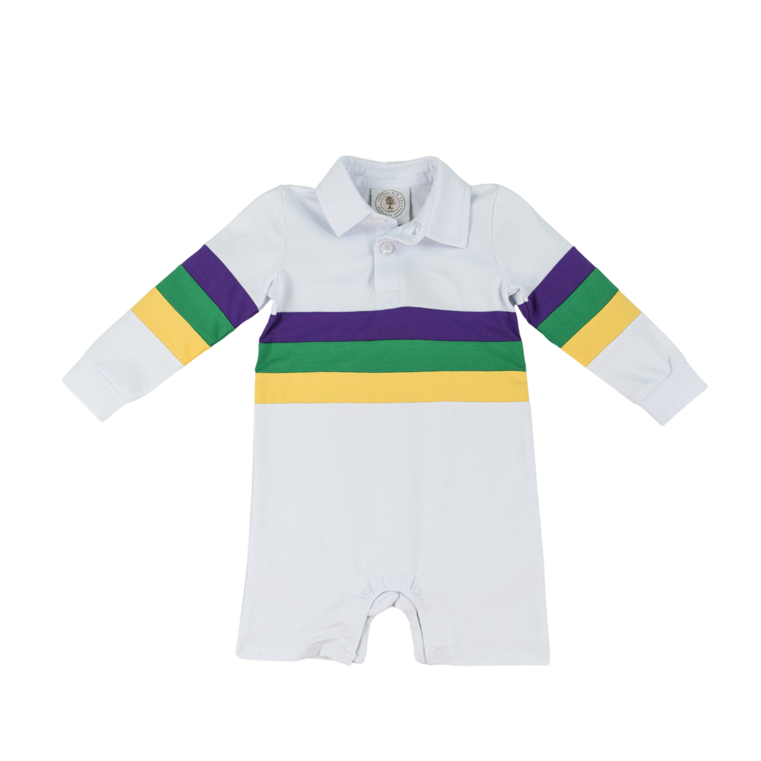 Cypress Row Mardi Gras Rugby Boys Romper