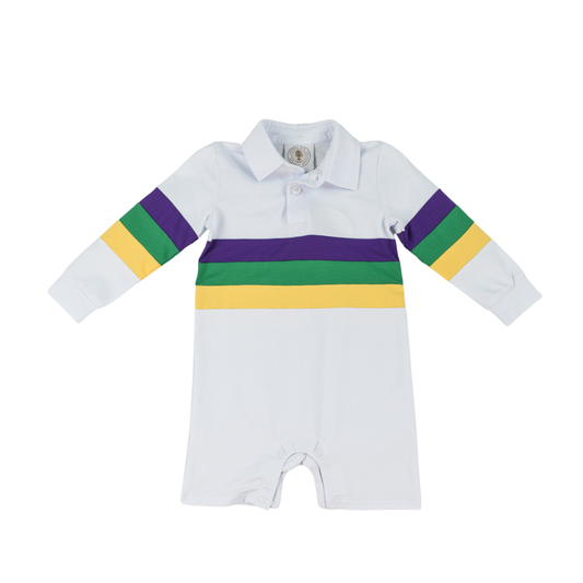 Cypress Row Mardi Gras Rugby Boys Romper