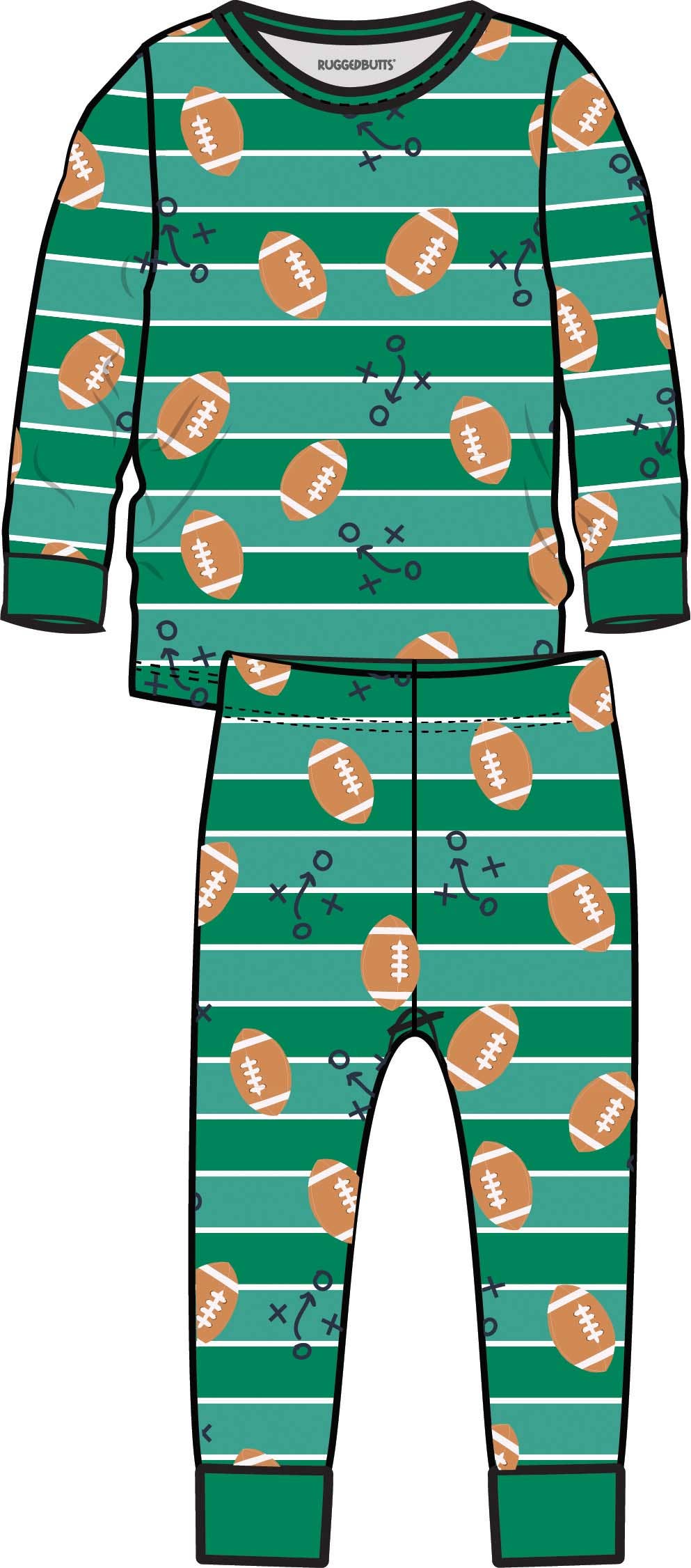 Boys Tackles & Touchdowns Football Bamboo Viscose Long Sleeve Pajama Set