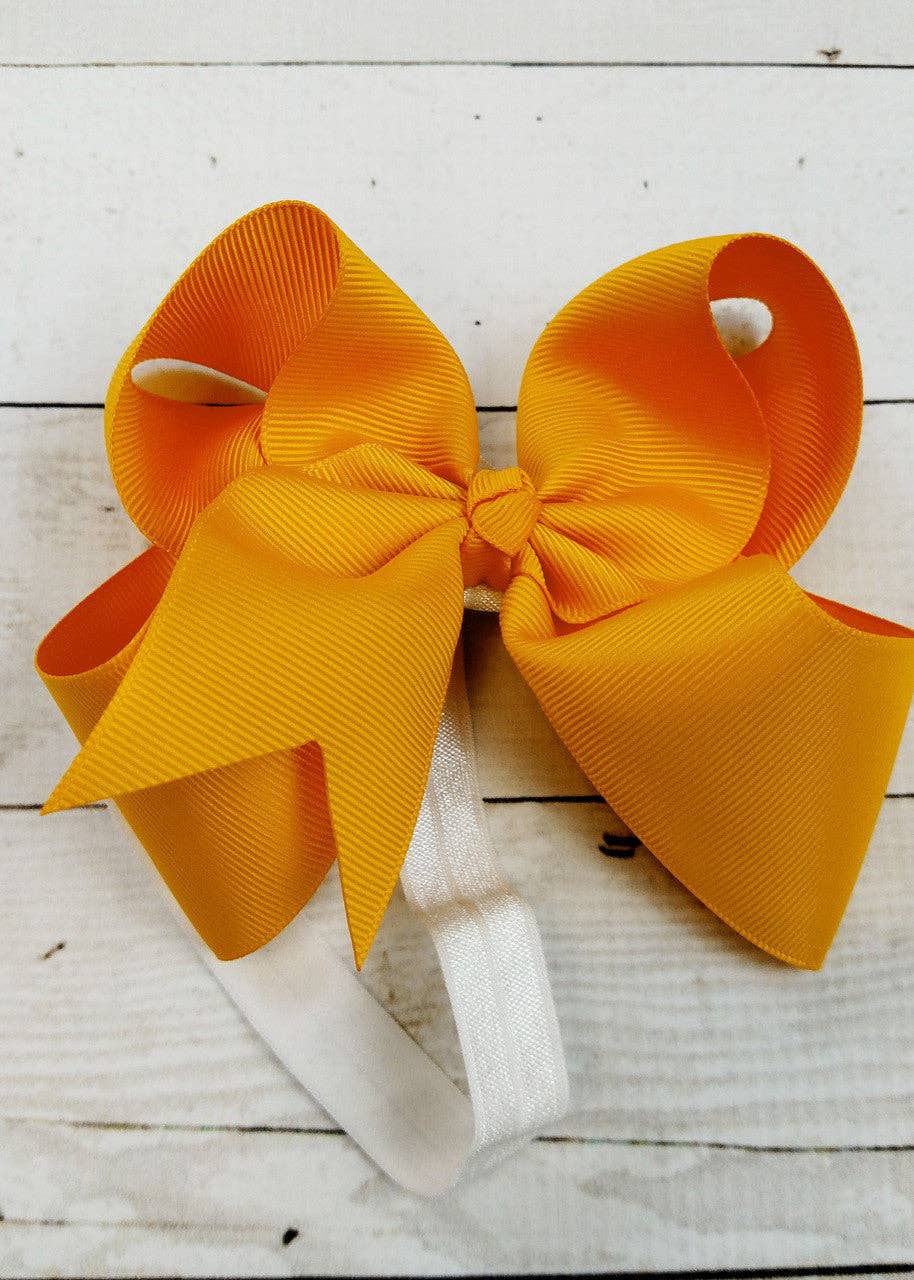 Classic Grosgrain Hair Bow - Satin Headband - 4.5"