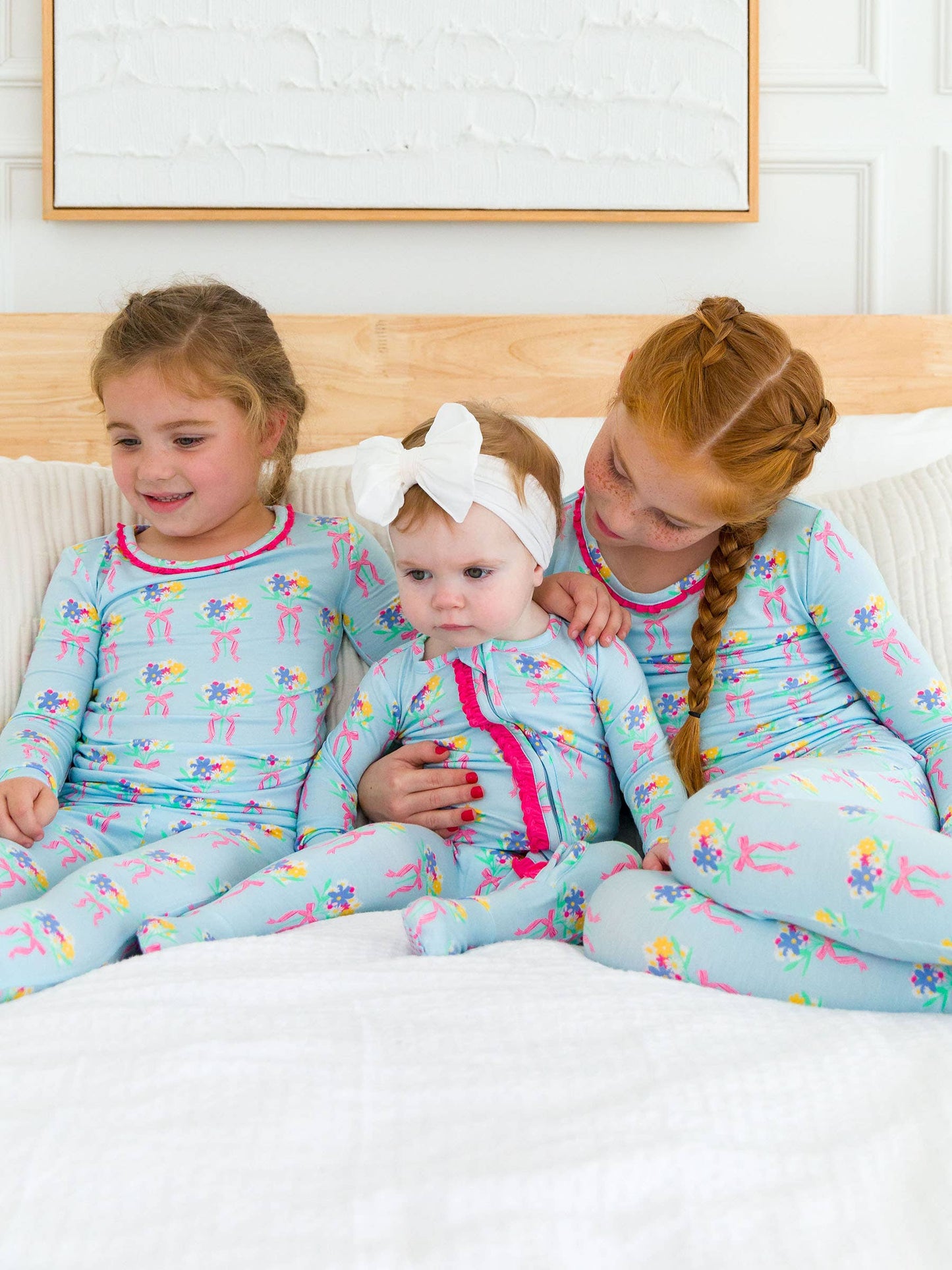 Girls Bows and Bouquets Bamboo Viscose Ruffle Long Sleeve Pajama Set