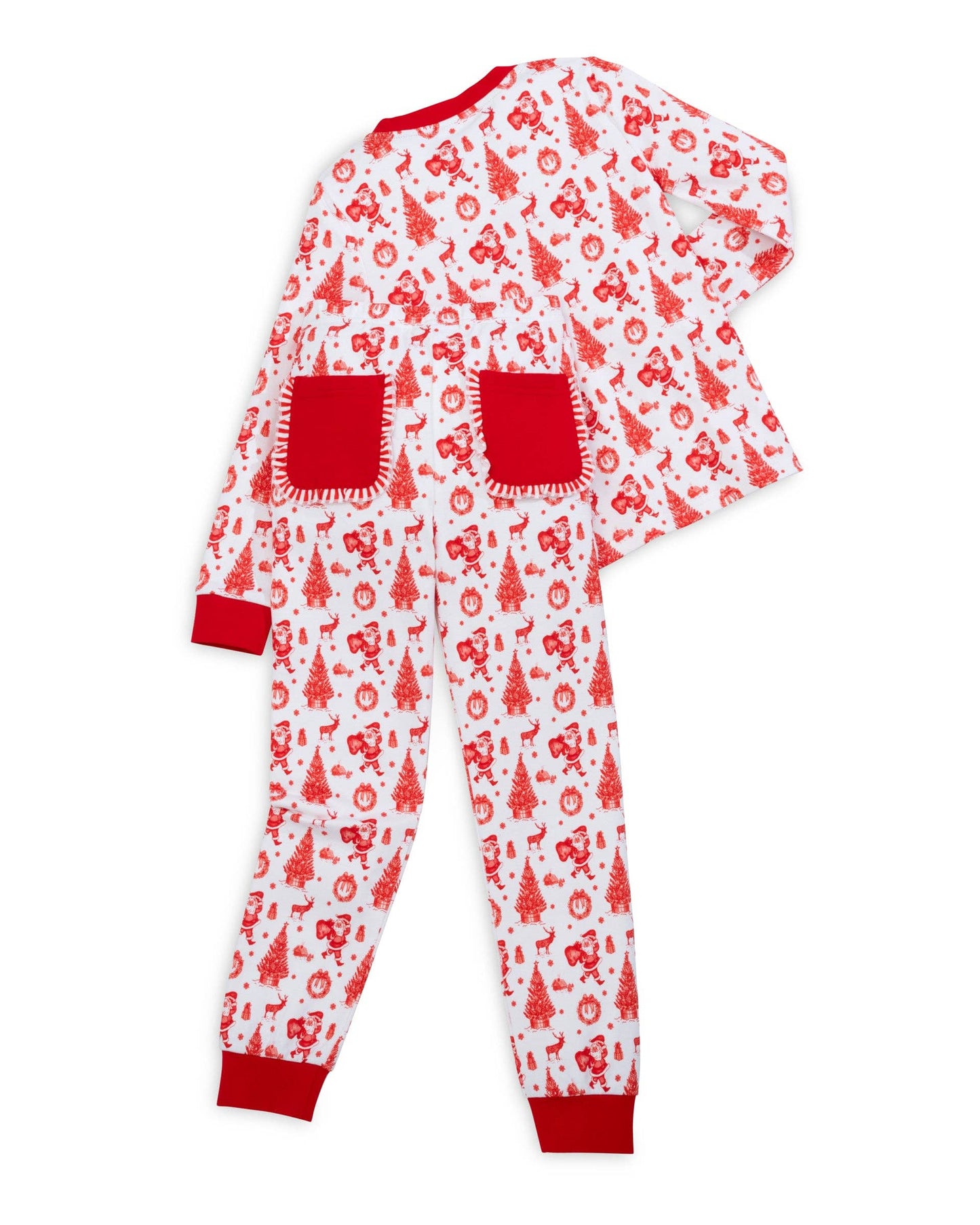 Old Fashioned Christmas Girls' Lounge 2 Piece Set with Ruffle Trim