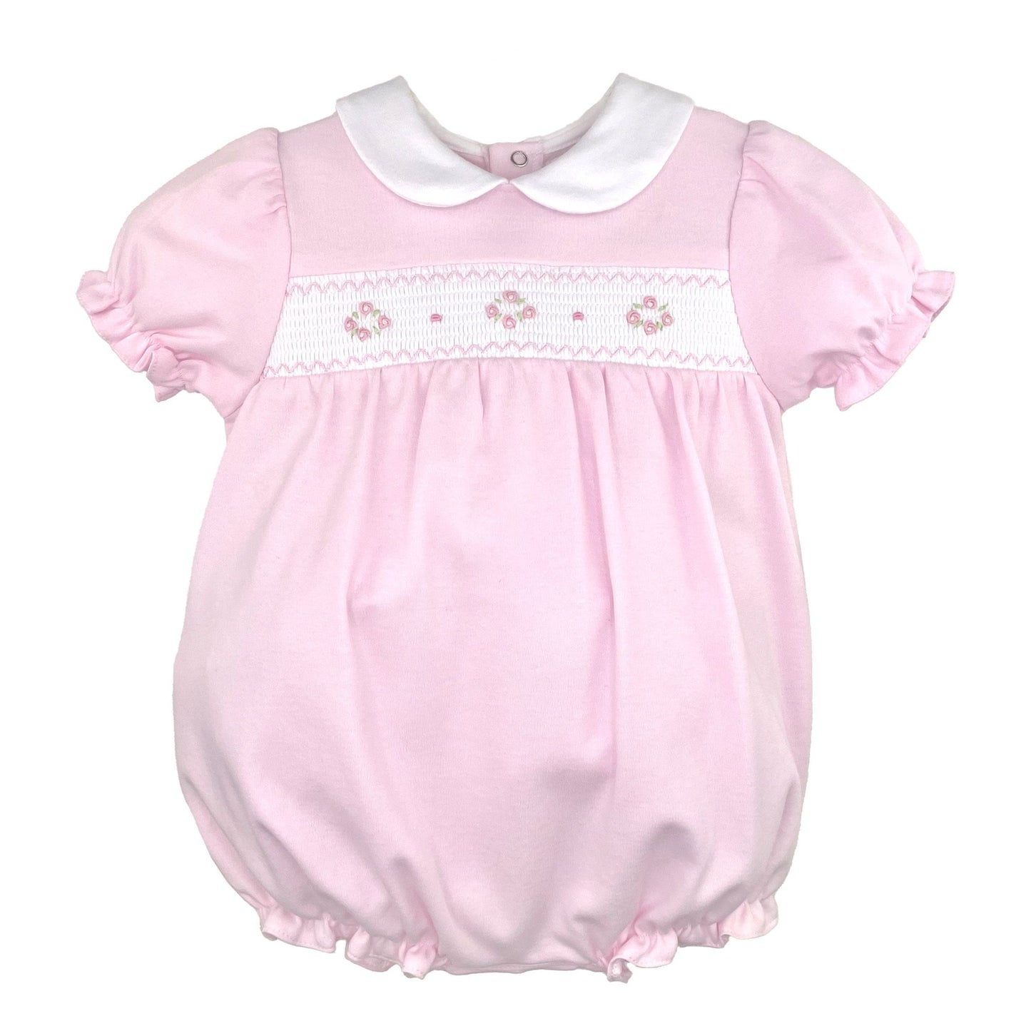 Pink Smocked Girl's Knit Bubble