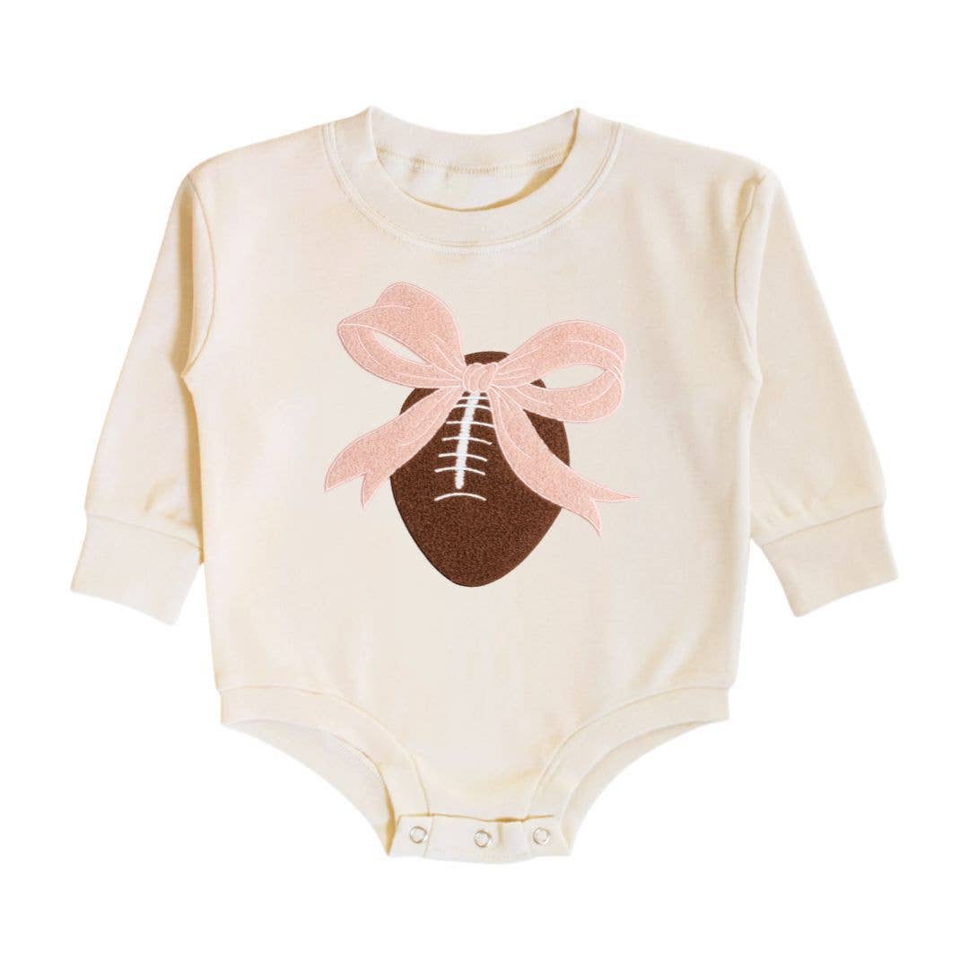 Coquette Football Patch Long Sleeve Romper - Baby