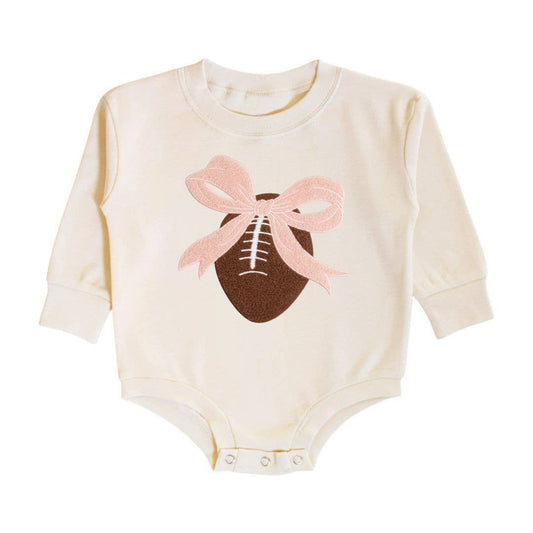Coquette Football Patch Long Sleeve Romper - Baby