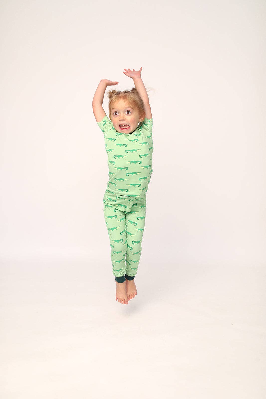 Light Green Alligator 2 Piece Bamboo Pajama Set