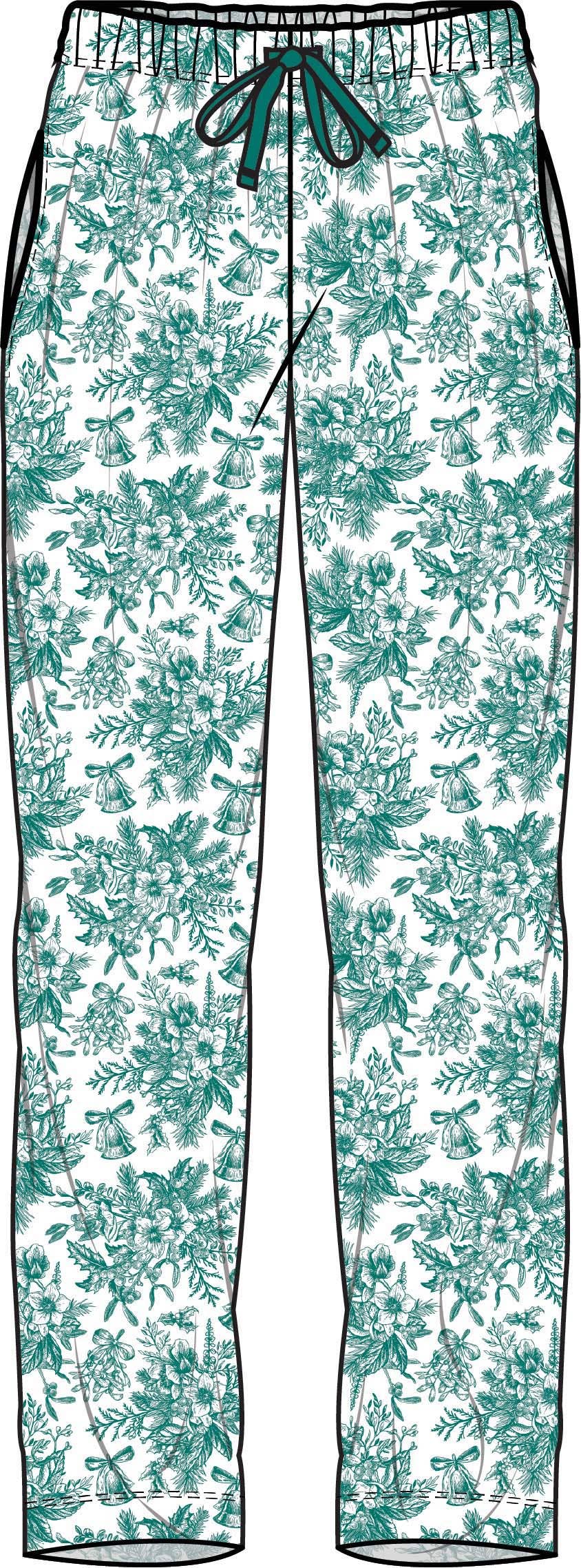 Adult Green Jingle Toile the Way Bamboo Viscose Pajama Pants