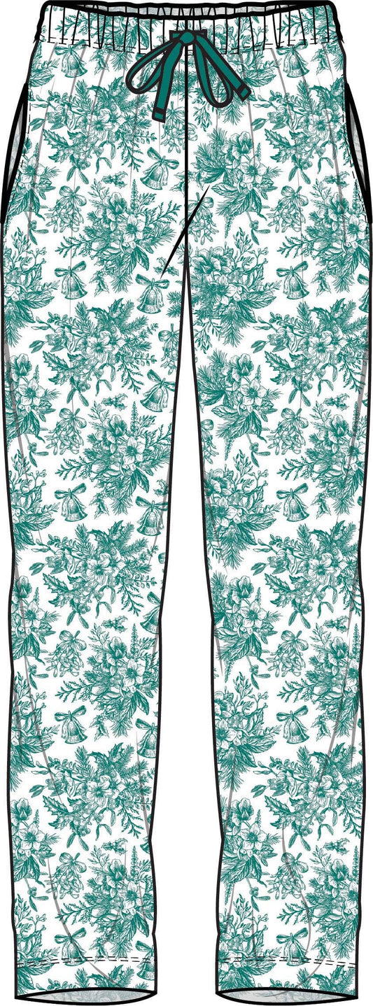 Adult Green Jingle Toile the Way Bamboo Viscose Pajama Pants
