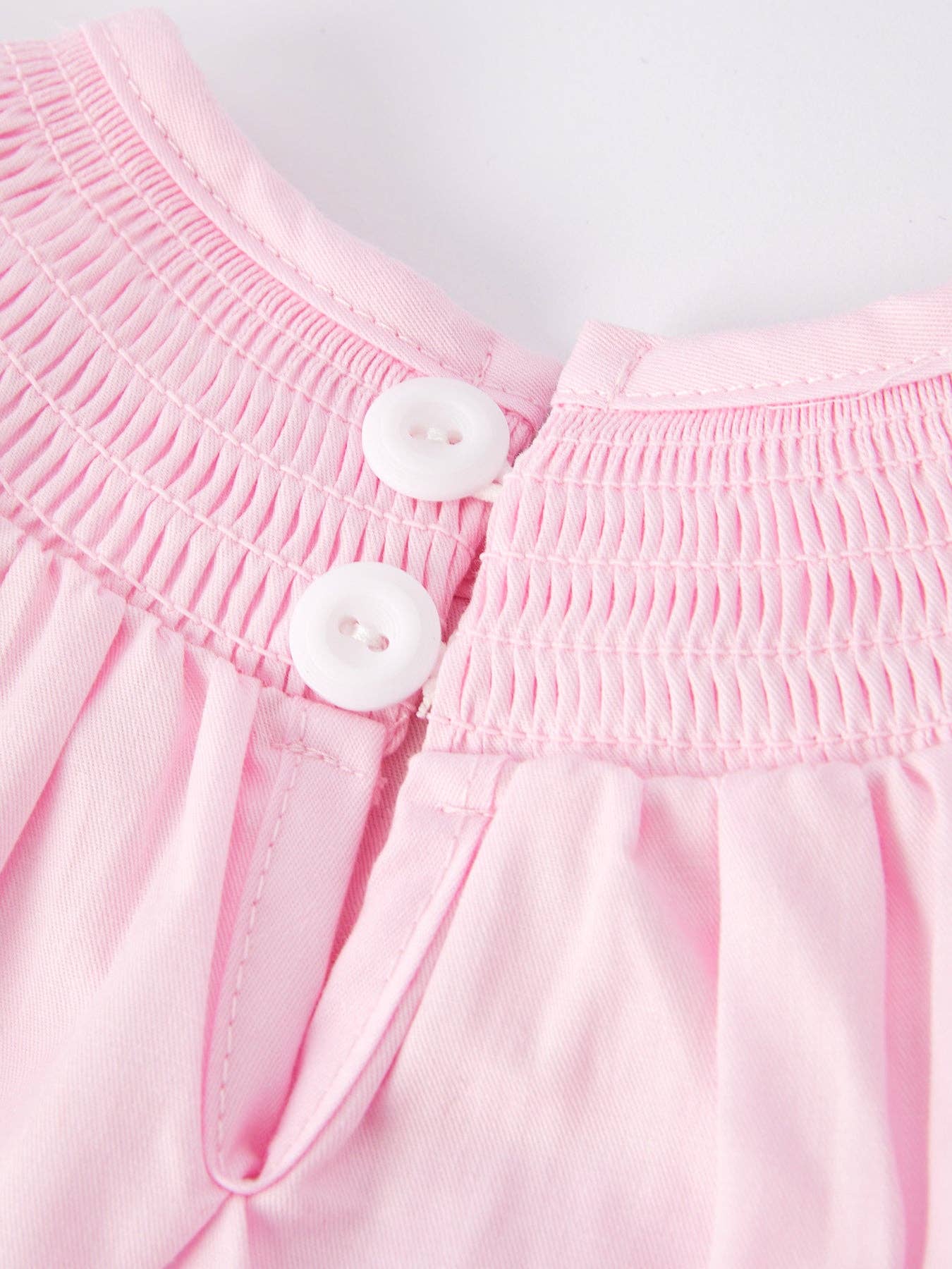 Pink Smocking Embroidery Long Sleeve Girls Romper