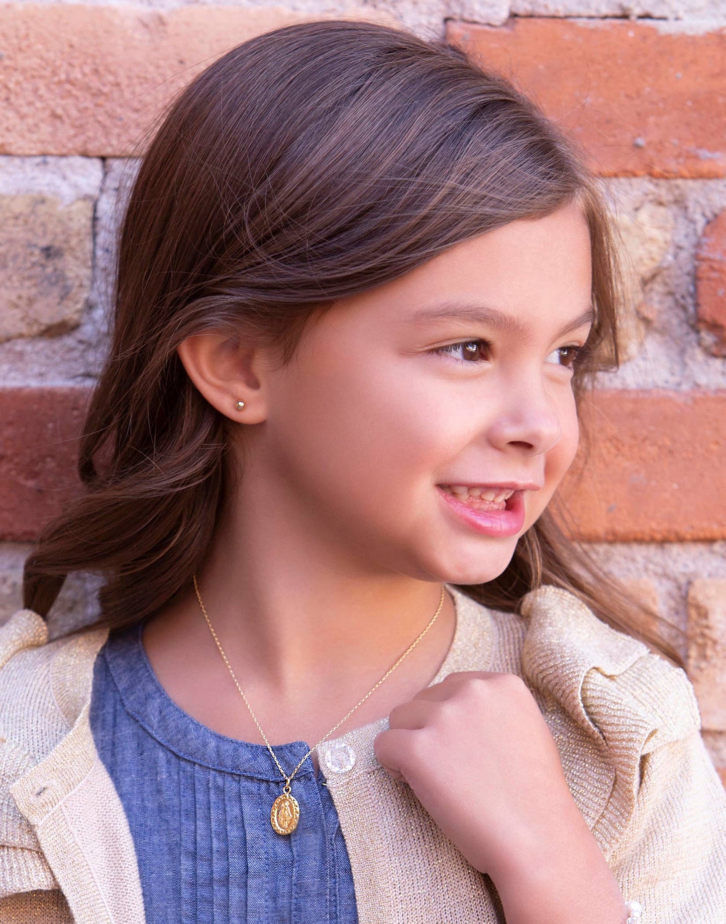 Gold Plated Miraculous Medal Necklace for Girls & Kids