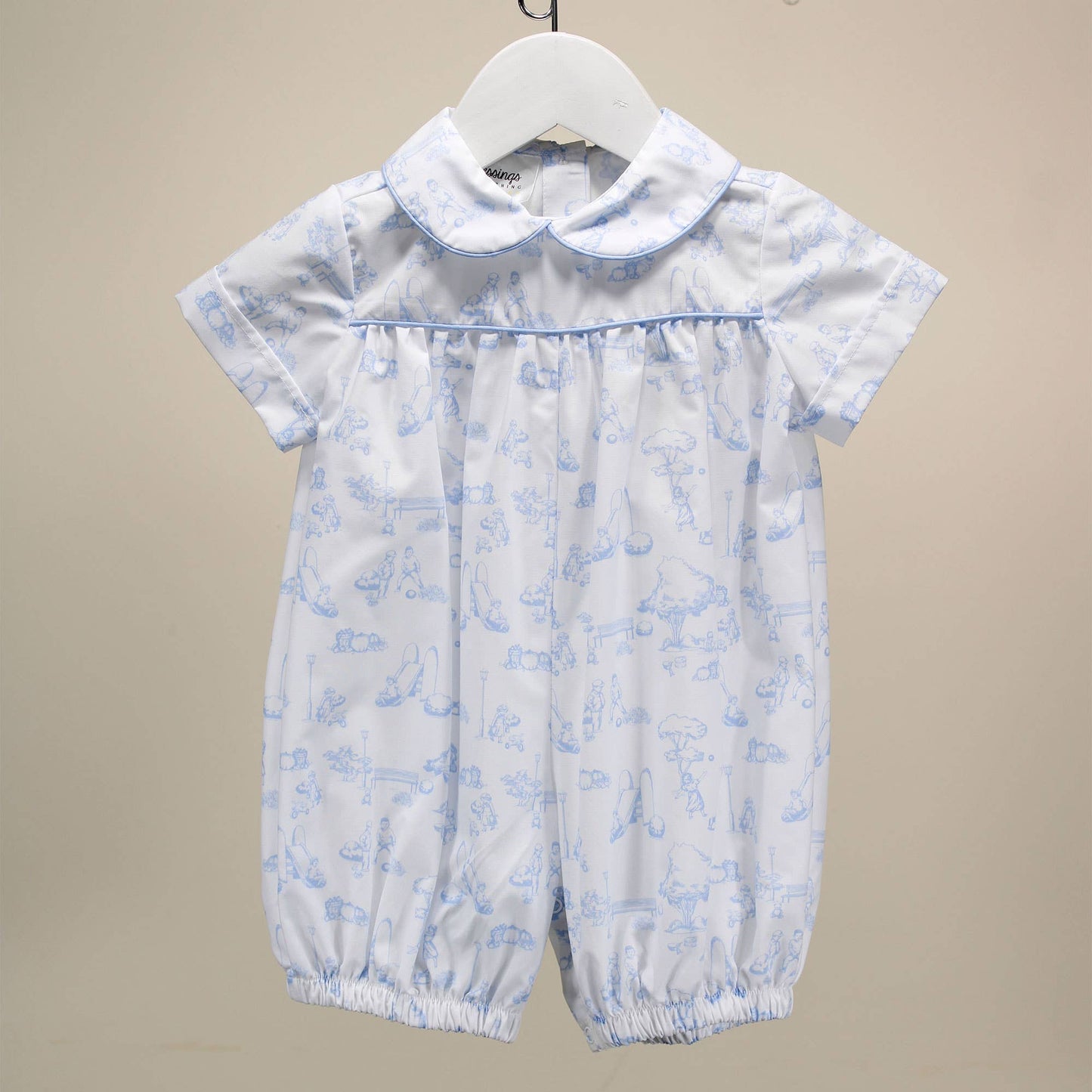 Toile de Jouy Blue Charles Short Romper