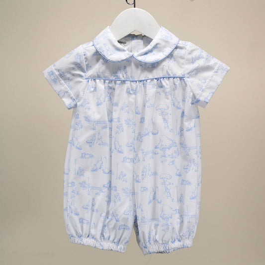 Toile de Jouy Blue Charles Short Romper