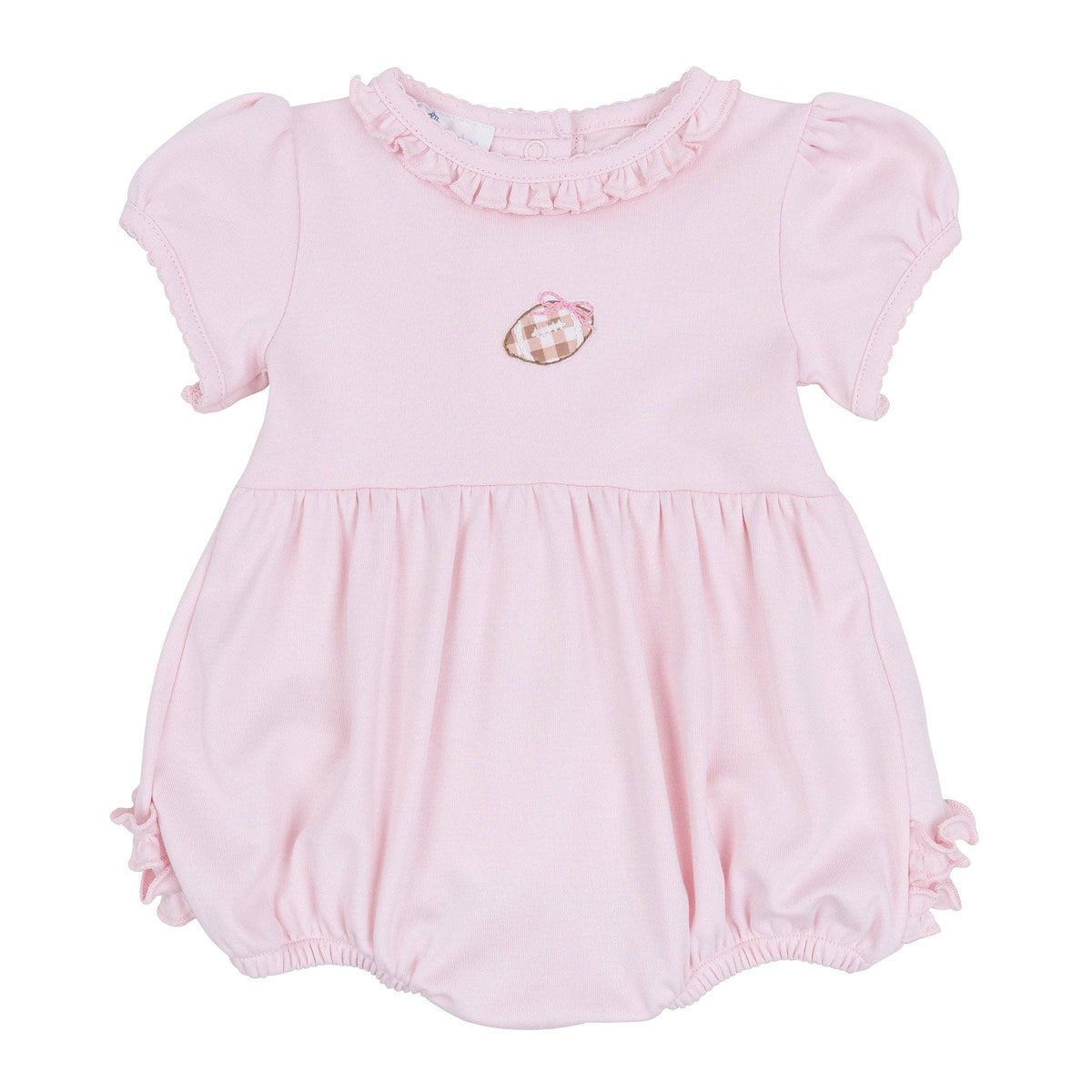 Tiny Tailgater Hand-Embroidered Ruffle Bubble - Pink