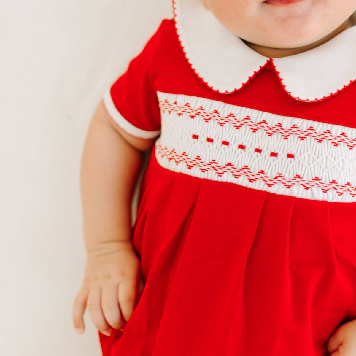Chris Classics Smocked Short Sleeve Bubble - Red