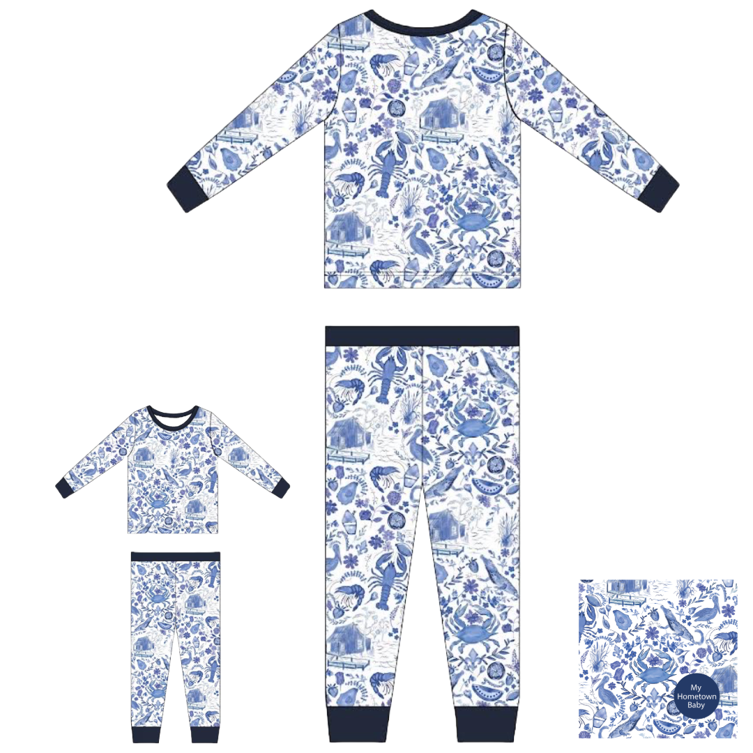 Southern Blues 2 Pc Long Sleeve Premium  Pajamas