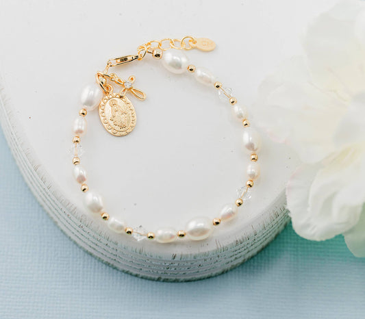 14K Gold-Plated First Communion Bracelet with Miraculous