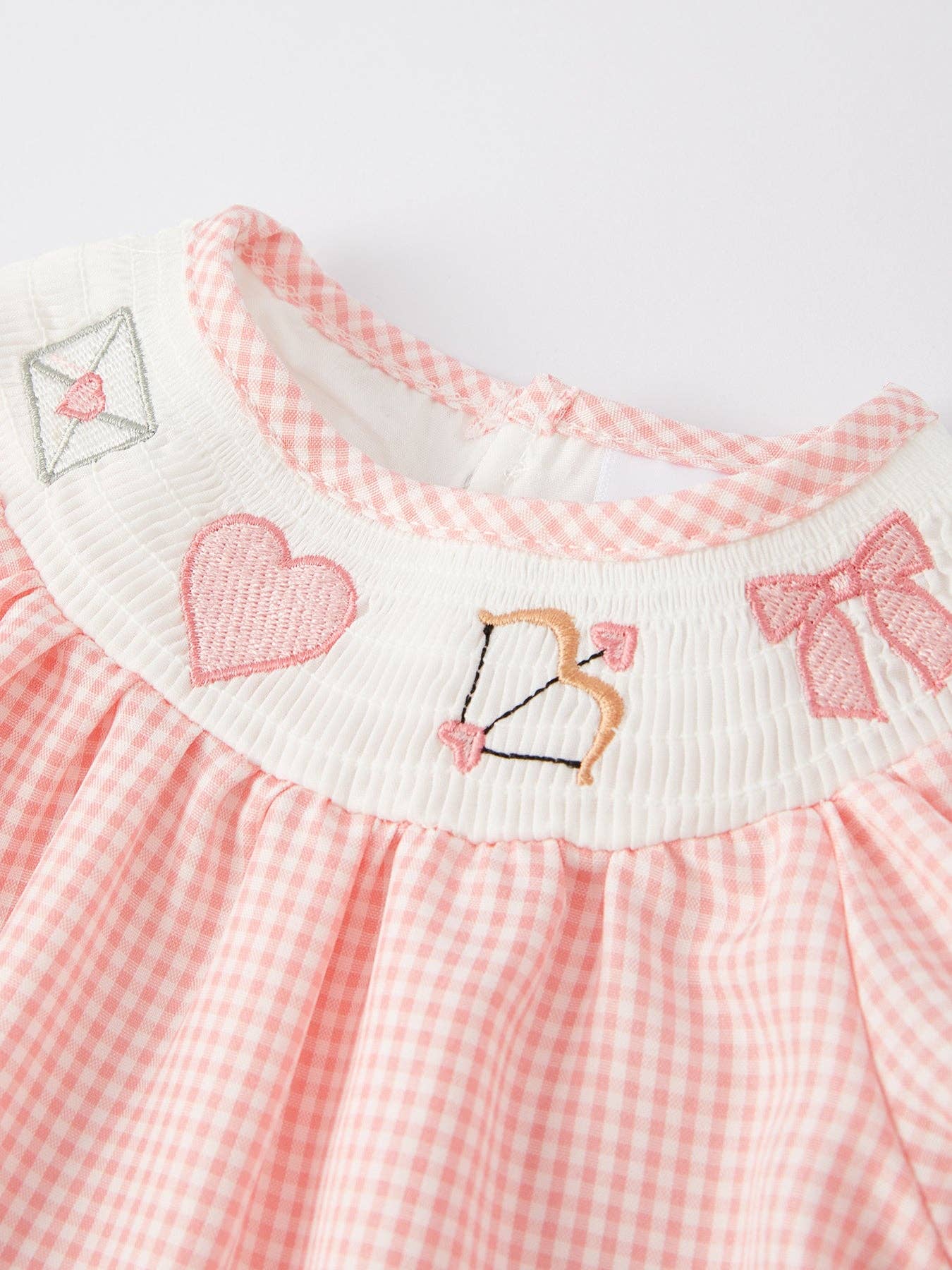 Valentine's Day Smocked Embroidery Girls Romper