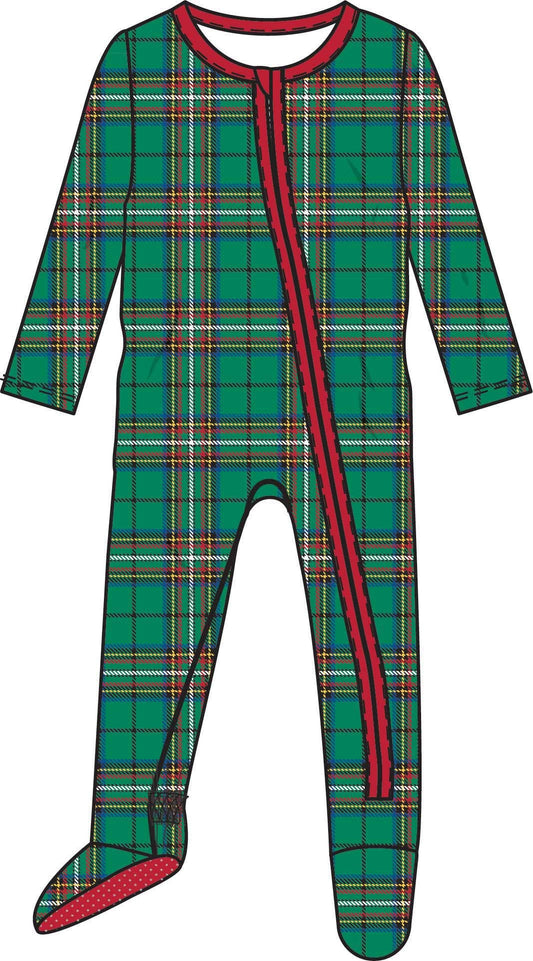 Baby Green Nicholas Plaid Modal Footed One Piece Pajama