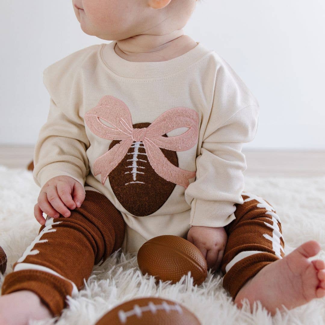 Coquette Football Patch Long Sleeve Romper - Baby